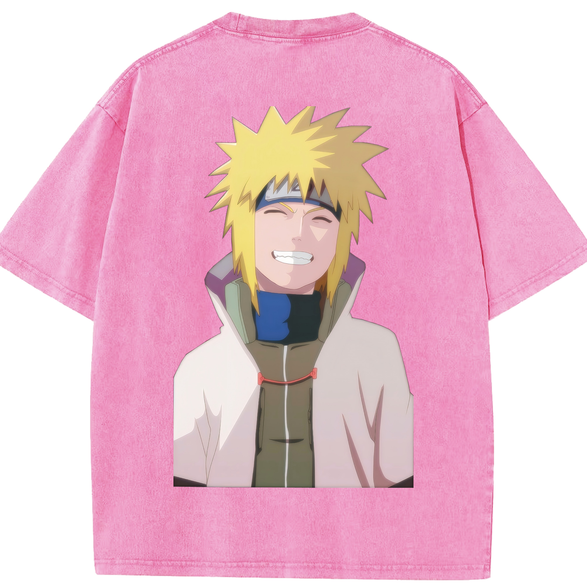 （画像用） NARUTO -ナルト- 波風 ミナト Namikaze Minato 綿100% ヴィンテージ風 半袖Tシャツ（背面プリント）